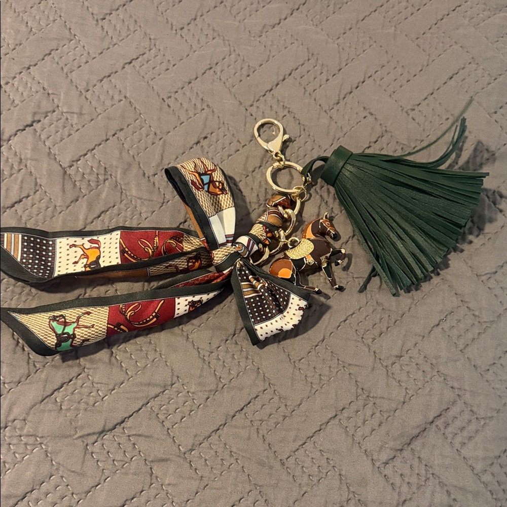 Chic Green and Multicolor Keychain with Tassel